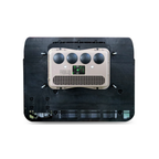 Back view of a 12v air conditioner with control panel on a white background