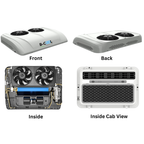 B-COOL 12RM Dual Fan rooftop no-idle air conditioner profile view — 12V 24V DC dual fan aftermarket AC for semi trucks