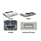 B-COOL YTRM rooftop no-idle air conditioner profile view — 12V 24V DC yard truck AC with ignition cut-off and stainless hardware