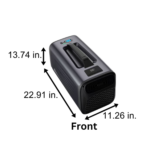 B-COOL PAC 6-button touch control panel — cooling dehumidification sleep and fan modes - dimensions